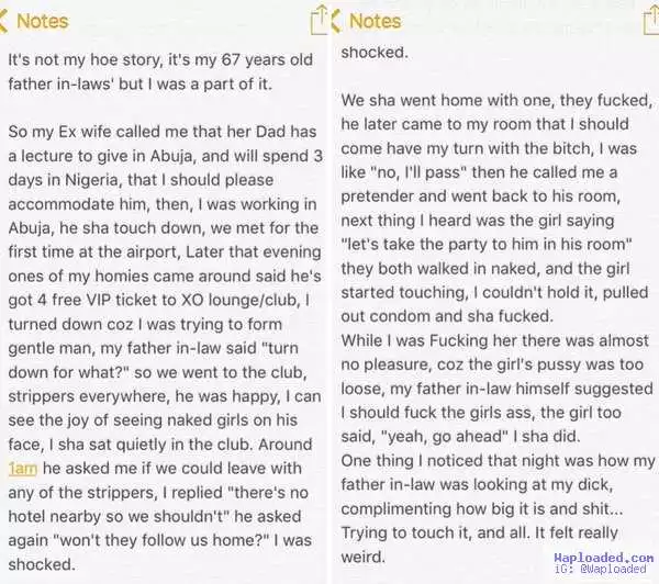 Nigerian guy narrates how father in-law made him sleep with lady he just had sex with